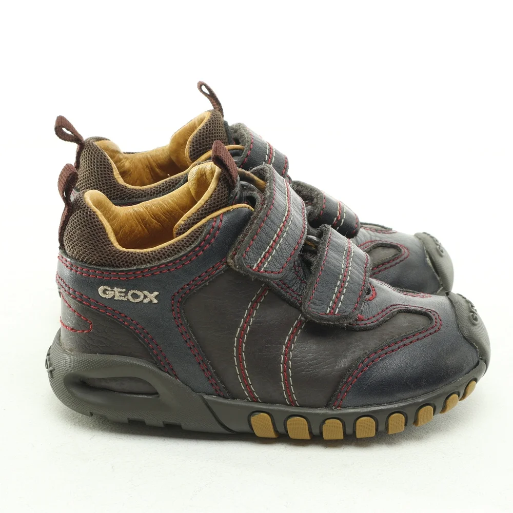 Geox Kids All Leather Sneaker Hook & Loop Baby & Walker Size US5.5 EUR21 Brown - Picture 4 of 16